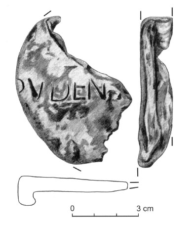 Frammento di una barra di piombo di Brilon con il nome Pudentis.