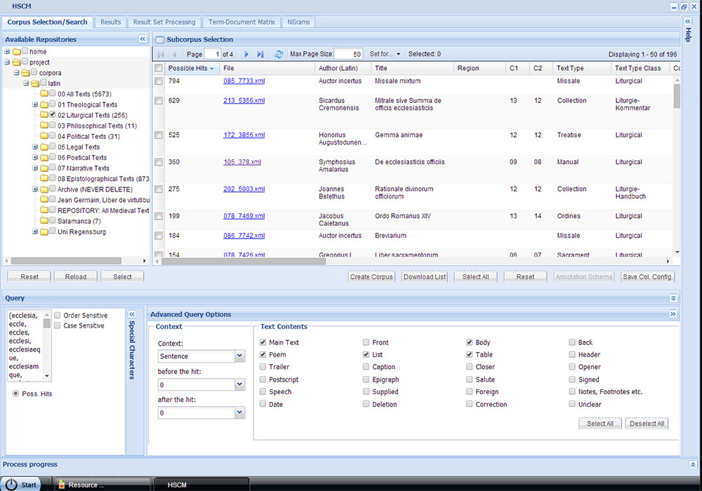 Fig. 8. The Advanced Query Options on HSCM.