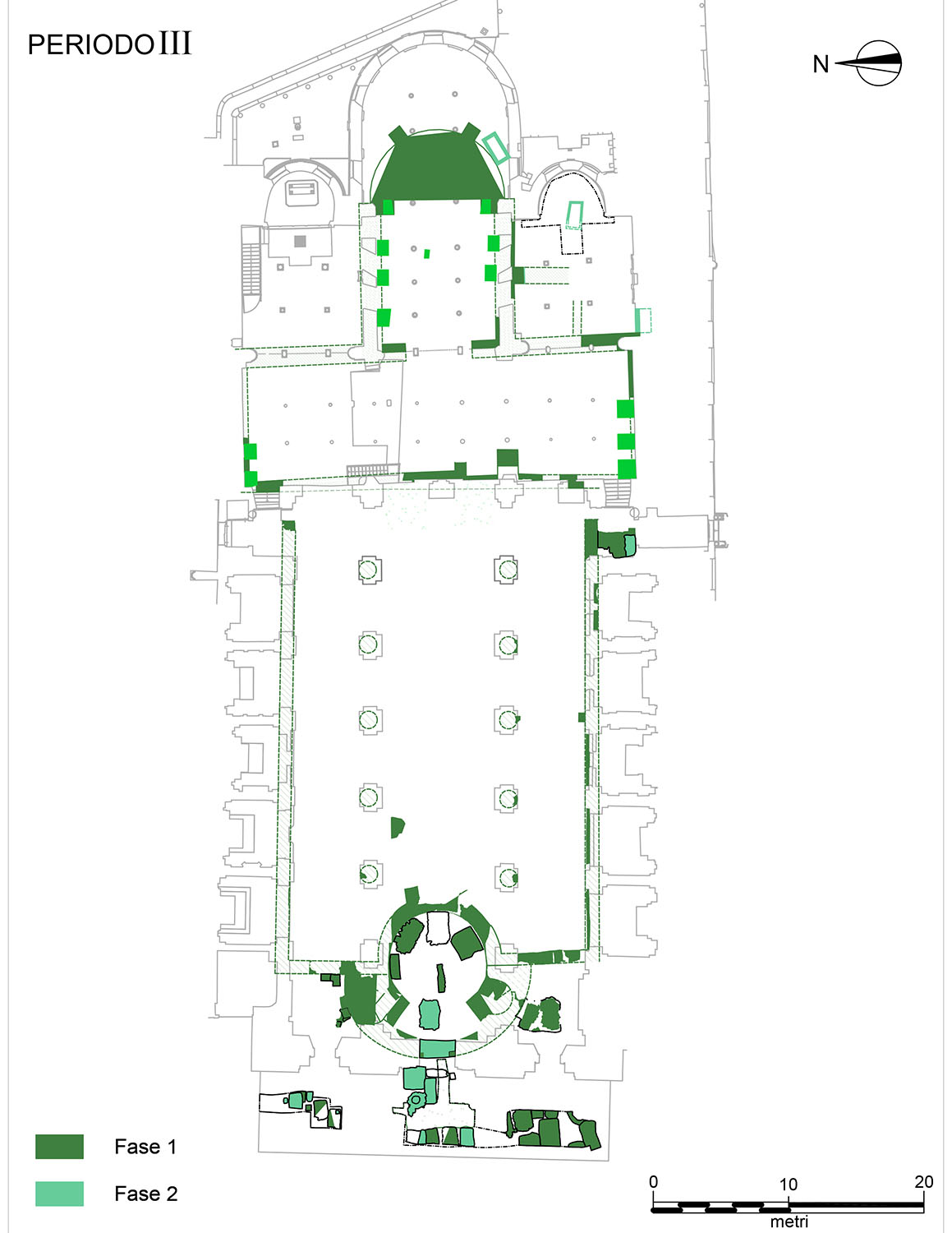 Fig. 4. Planimetria della cattedrale di Reggio Emilia, III periodo (XI/XII secolo) [da Haec Domus surgit tibi dedicata 2014].