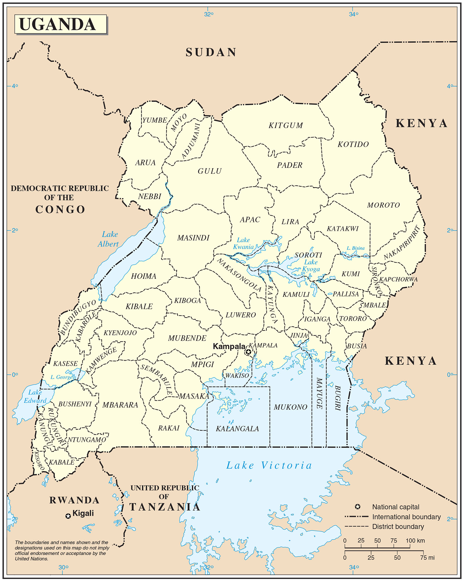 Mappa dell’Uganda. Fonte: Nazioni Unite, www.un.org