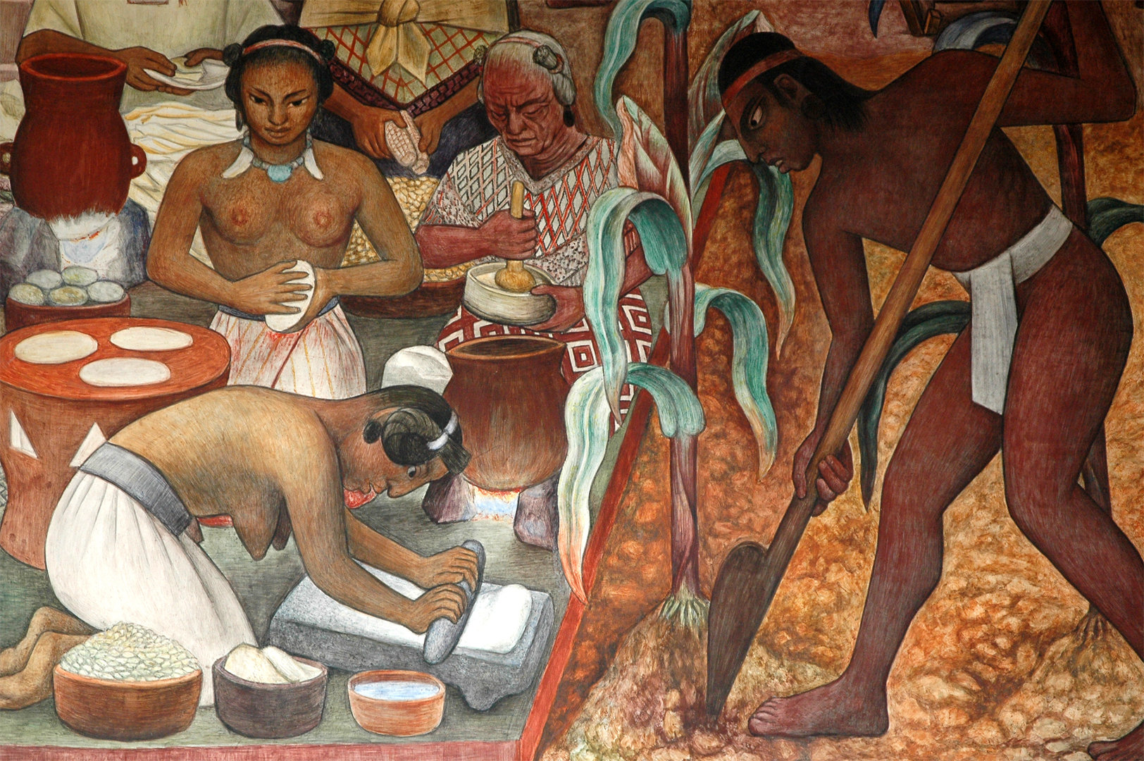 Diego Rivera, “Cultura huasteca” (particolare), murale, 1950, Palacio Nacional, Città del Messico, Messico.