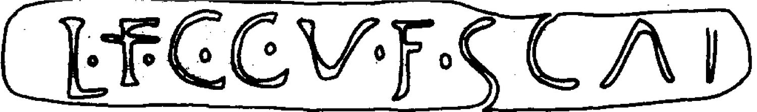 Figura 4. Sigillo di Cilone rinvenuto su un anfora di tipo Dressel 20 in Germania. La sigla così può essere sciolta: L(ucius) F(abius) C(ilo) C(larissimus) V(ir) F(iglina) SCAL(ensia). [Remesal Rodríguez 1989, 143]. 
