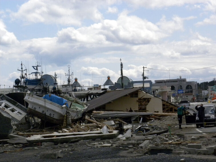 Fig 2. The devastation caused by earthquake and tsunami along the coastline.