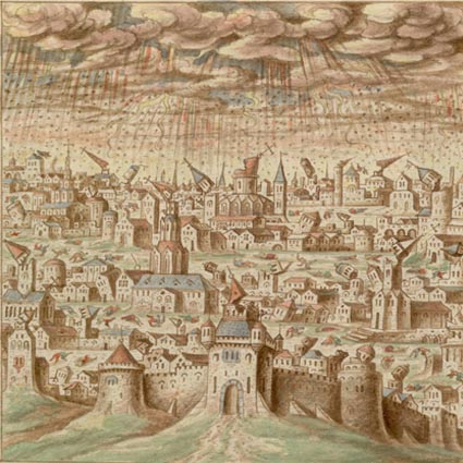 De Tristibus Galliæ carmen, s.l. e s.d., Bibliothèque
  Municipale de Lyon, ms. 156, f° 46 v, Tav. XXXV