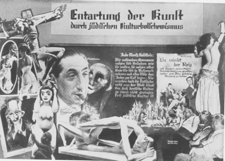 Fotomontaggio 'Entartung der Kultur' (Degenerazione della cultura). Manifesto per la grande mostra antibolscevica del 1937, Norimberga, rappresentate alcune opere di 'arte
  degenerata'.