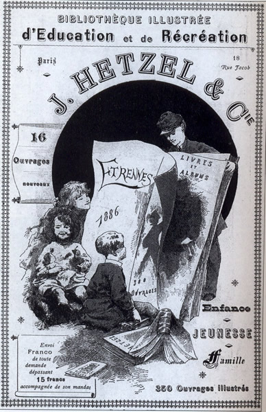 Locandina per le
  strenne 1886 della Bibliothèque d'Education et de Récréation di Hetzel.