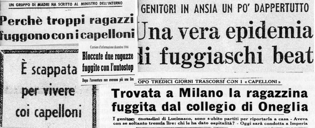 Alcuni titoli di giornali pubblicati tra il 1966 e il 1967