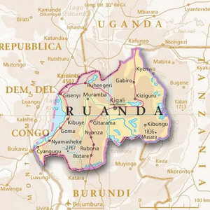 Carta geografica del Ruanda. 9-16.