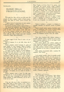 >Italo Tavolato, Elogio della prostituzione, «Lacerba», Anno I n. 9, 1 maggio 1913.