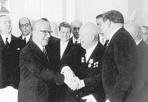 Gronchi e Kruscev a Mosca, 1960
